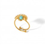 Turquoise titanium steel ring