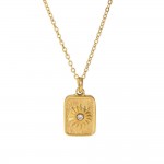 French retro personality fashion design 18K gold stainless steel lava pattern inlaid zircon pendant high-end necklace