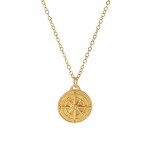 French retro personality fashion design 18K gold stainless steel lava pattern inlaid zircon pendant high-end necklace