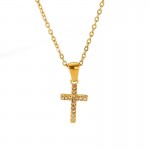 European and American exaggerated niche all-match diamond cross pendant necklace