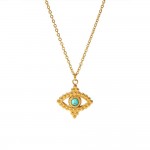 French retro style necklace 18K gold stainless steel turquoise love devil's Eye pendant high-end necklace
