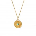French retro style necklace 18K gold stainless steel turquoise love devil's Eye pendant high-end necklace