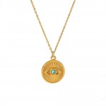 French retro style necklace 18K gold stainless steel turquoise love devil's Eye pendant high-end necklace