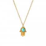 French retro style necklace 18K gold stainless steel turquoise love devil's Eye pendant high-end necklace