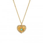 French retro style necklace 18K gold stainless steel turquoise love devil's Eye pendant high-end necklace