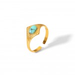 Turquoise titanium steel ring