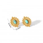 European and American retro high-end blue turquoise earrings