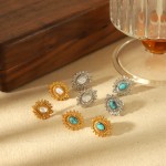 European and American retro high-end blue turquoise earrings