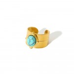 Turquoise titanium steel ring