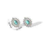 European and American retro high-end blue turquoise earrings