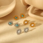European and American retro high-end blue turquoise earrings