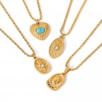 French retro twist chain star and moon pendant 18K gold stainless steel niche high-end necklace