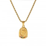 French retro twist chain star and moon pendant 18K gold stainless steel niche high-end necklace