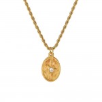 French retro twist chain star and moon pendant 18K gold stainless steel niche high-end necklace