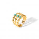 Turquoise titanium steel ring