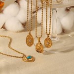French retro twist chain star and moon pendant 18K gold stainless steel niche high-end necklace