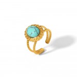 Turquoise titanium steel ring
