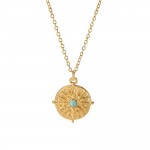 European and American INS STYLE personality FASHION necklace 18K GOLD stainless steel SUN hammer pendant