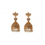 French retro micro-inlaid zircon wind chimes pearl earrings, light luxury, high-end sense of elegance, middle-aged silver needle earrings for women