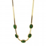Green diamond snake bone Necklace