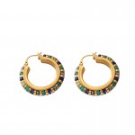 Retro vintage niche design sense handmade beaded turquoise earrings high-end temperament natural stone earrings