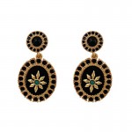 French retro black awning diamond earrings women's high-end fashion light luxury exquisite new temperament middle-aged earrings