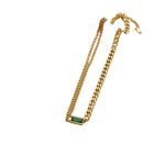 Green zircon thick chain spliced necklace