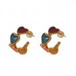 French retro color love dripping oil earrings
