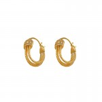 Brass micro-inlaid zircon multi-line engraved earrings ear buckle retro high-end sense of simplicity French earrings