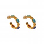 European and American ins new color gemstone c-shaped earrings