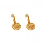 French retro matte sunflower silver needle earrings