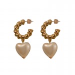 European and American retro c-shaped twist love pearl earrings 925 silver needle high-end fashion simple light luxury niche earrings